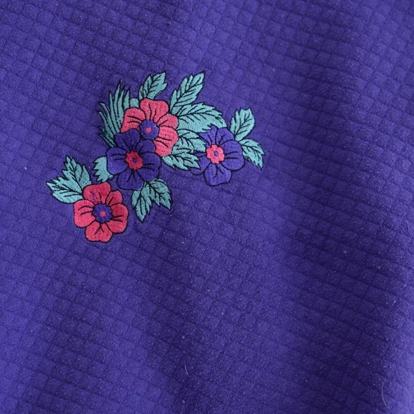 Vintage Lady Footlocker Purple  Floral Half Zip Long Sleeve Sweater Med - Picture 14 of 14